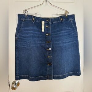 NWT Talbots Denim Jean Button Front Skirt Pencil Knee Length Size 20